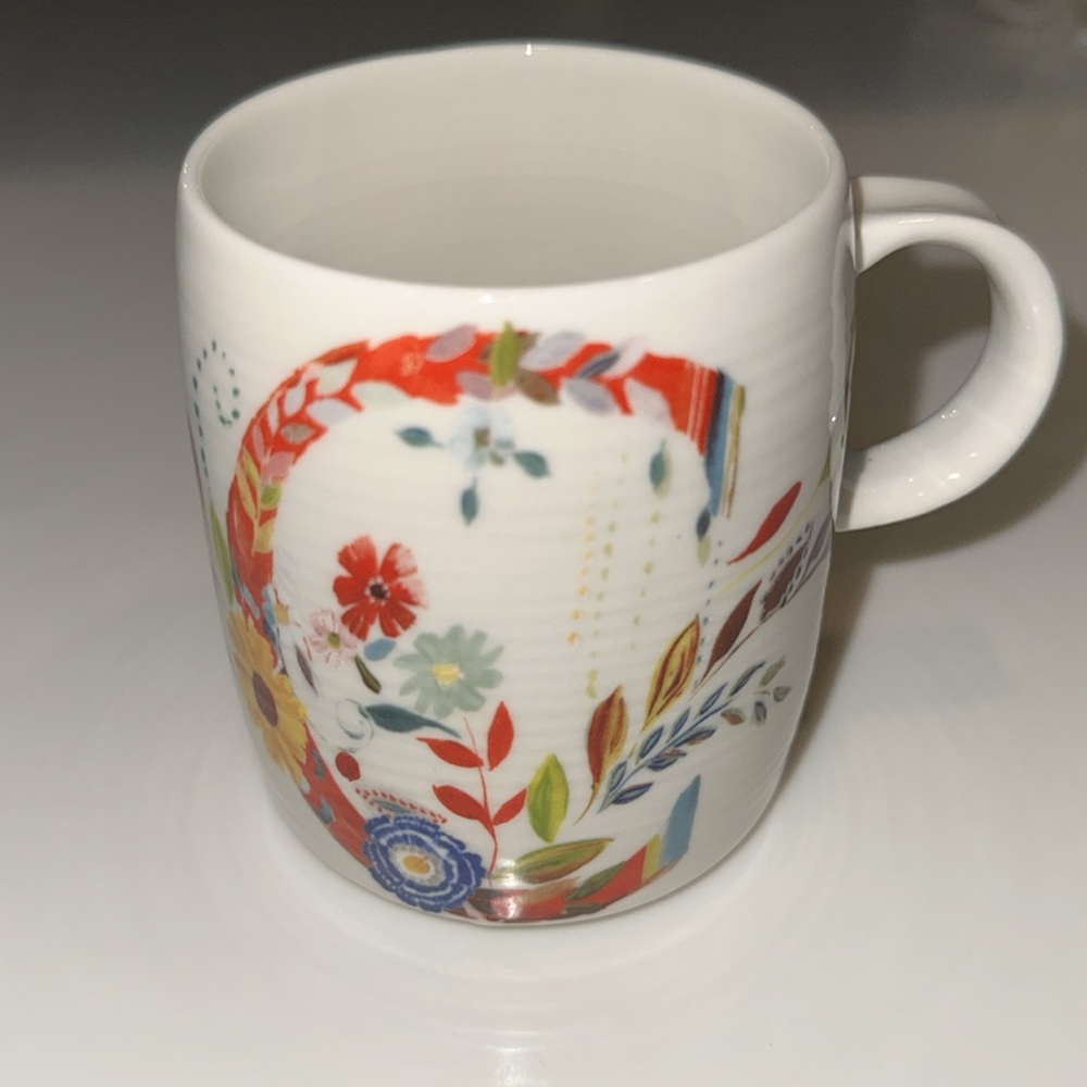 ANTHROPOLOGIE Starla M Halfmann Petal Palette Letter C Monogram Coffee Mug/Cup